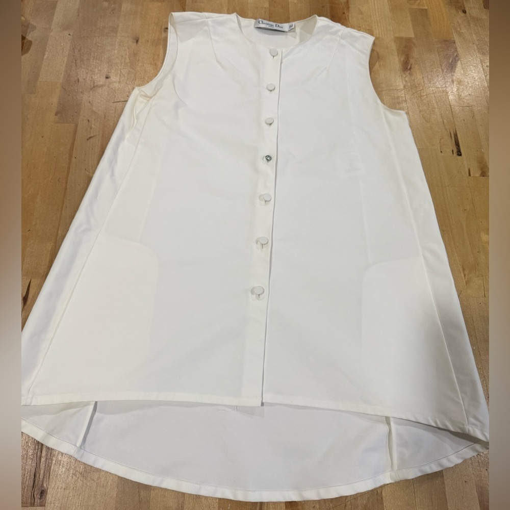 Dior Cream Sleeveless Button-Up Top